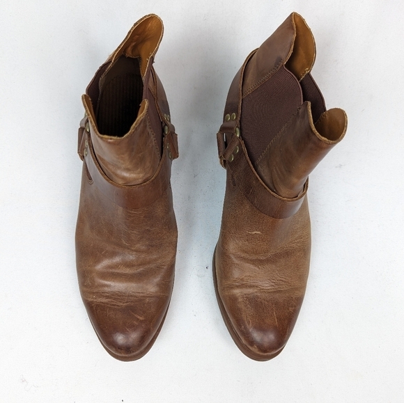 KORKS Kork Ease sz 9M Cyanna Leather Harness Buckle Studded Ankle Boots Booties - Picture 4 of 12